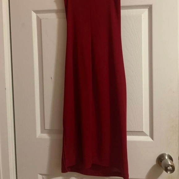 Red Cowl Neck Sleeveless Midi Dress - Picture 2 of 7
